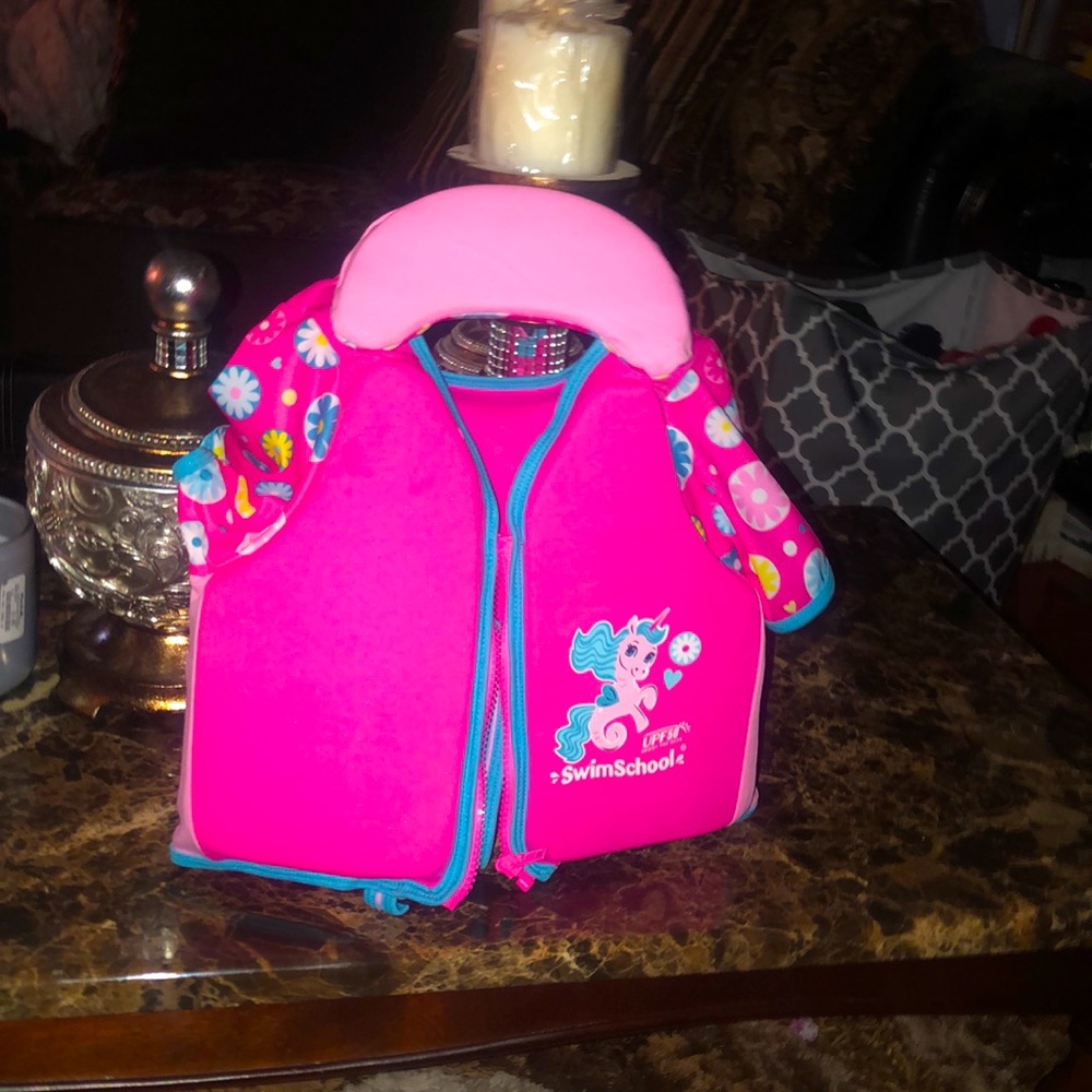 Pink unicorn flower life vest